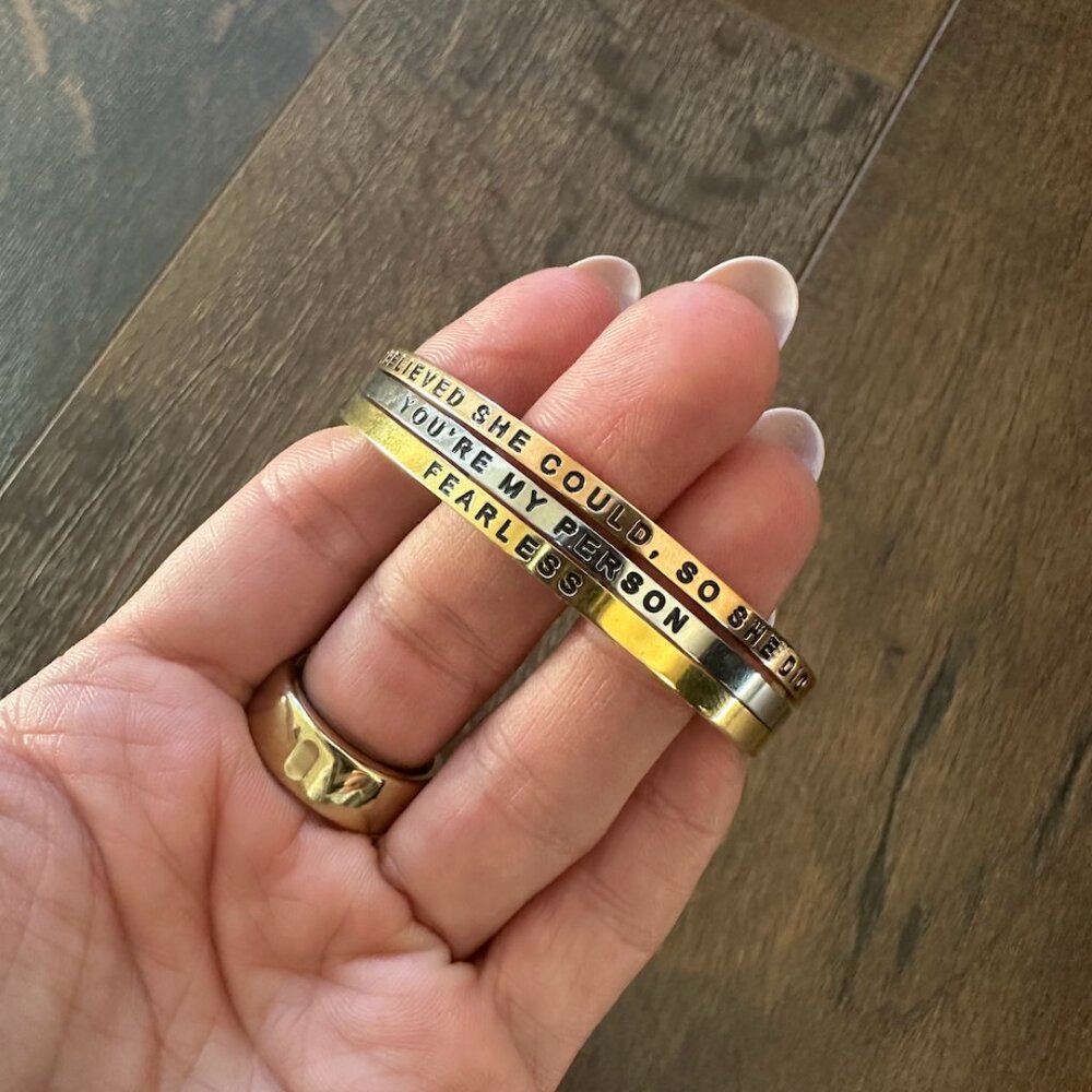 Mantra Bangle Bracelets (Gold, Rose Gold, Silver)